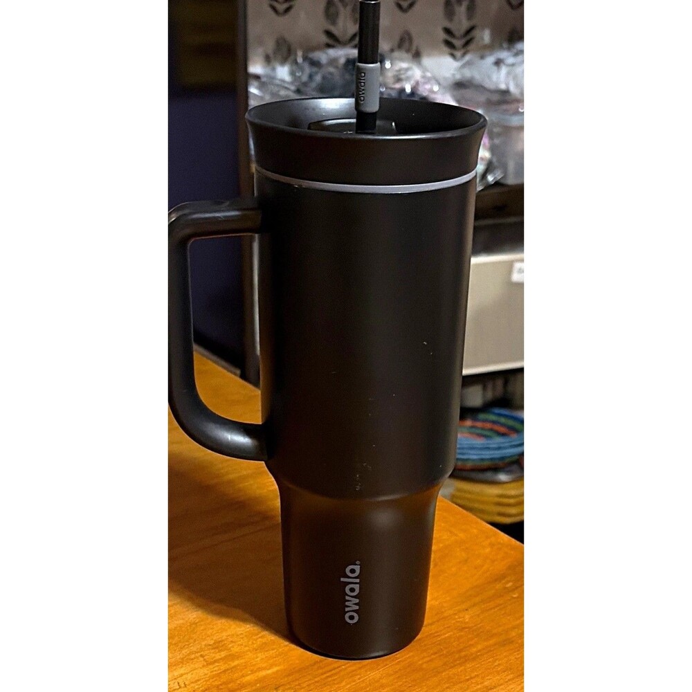 Owala 40 oz Stainless Steel Insulated Tumbler w/ Handle, Lid & Straw, Black